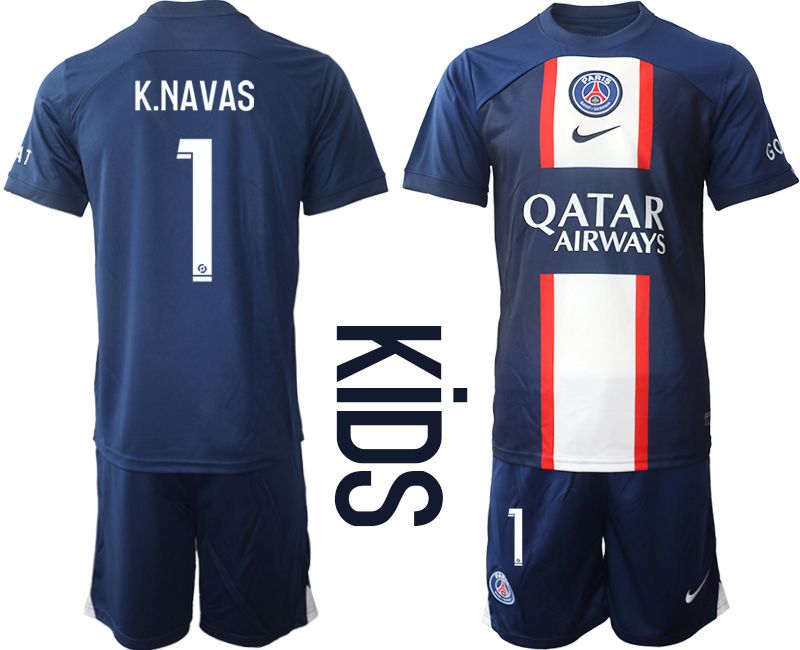 Youth 2022-2023 Club Paris St German home blue #1 Soccer Jersey->youth soccer jersey->Youth Jersey